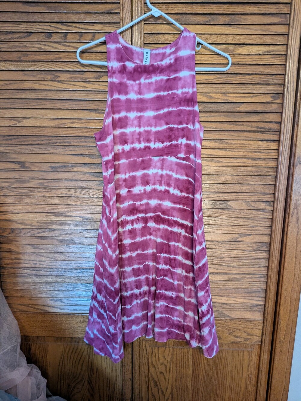Athleta Pink And White Tie Dye Midi Dress Size Medium